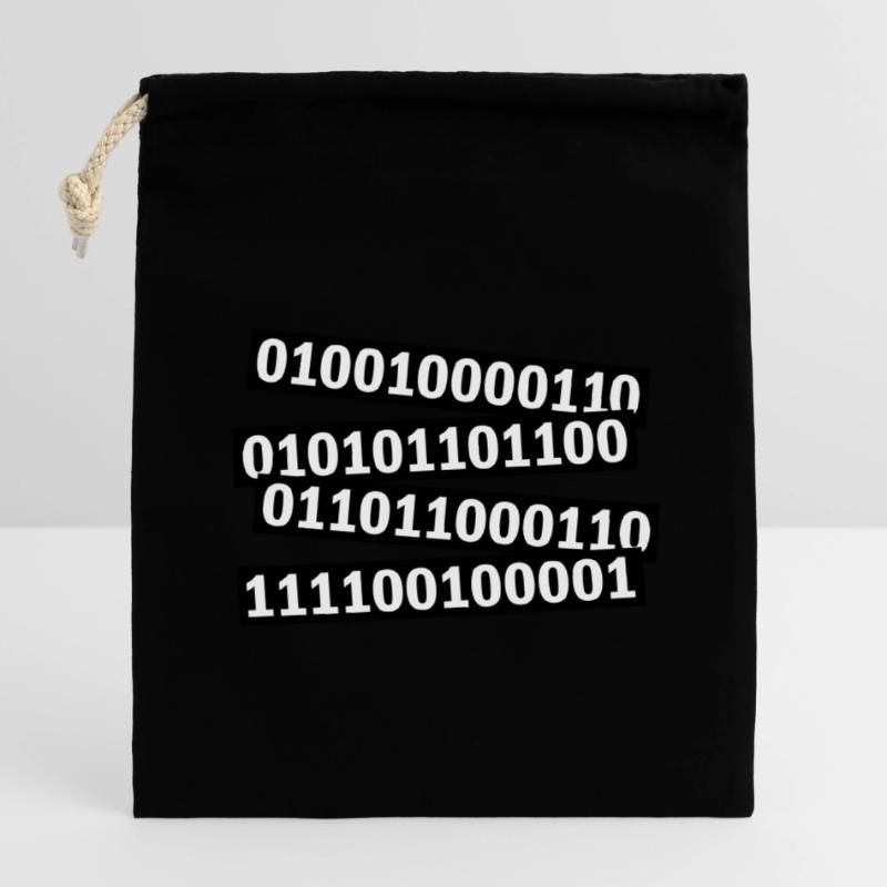 Langage de programme de code binaire Sac cadeau en coton avec cordon (14 x 20 cm)