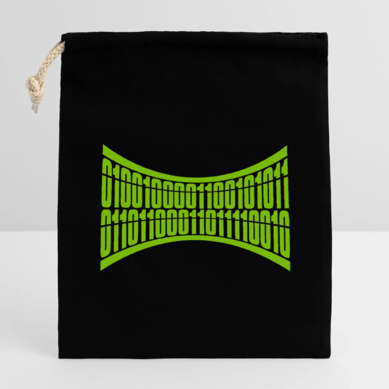 Langage de programme de code binaire Sac cadeau en coton avec cordon (14 x 20 cm)