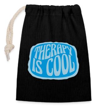 la thérapie est cool Citation - Sac cadeau en coton avec cordon (14 x 20 cm) - noir - Devant