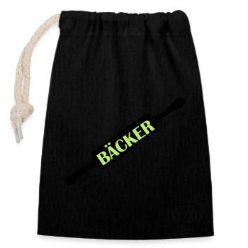 bäcker - Verschließbarer Geschenkbeutel aus Baumwolle (14x20cm) - Schwarz - Vorne