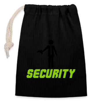 Security Design - Closable cotton gift bag (14x20cm) - black - Front