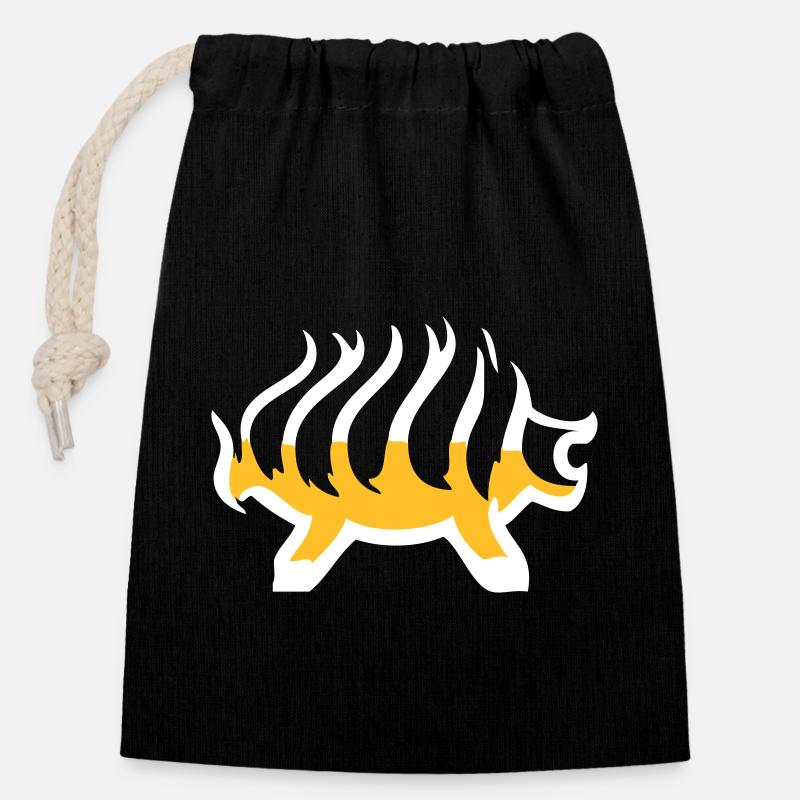 Barbecuing is awesome! Pork on the grill! - Closable cotton gift bag (14x20cm) - black