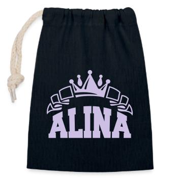 Alina - Closable cotton gift bag (14x20cm) - navy - Front