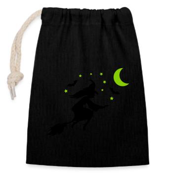 Silhouette de sorcière - Sac cadeau en coton avec cordon (14 x 20 cm) - noir - Devant