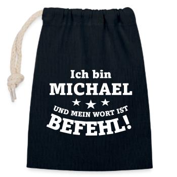 Ich bin Michael und mein Wort ist Befehl - Verschließbarer Geschenkbeutel aus Baumwolle (14x20cm) - Navy - Vorne