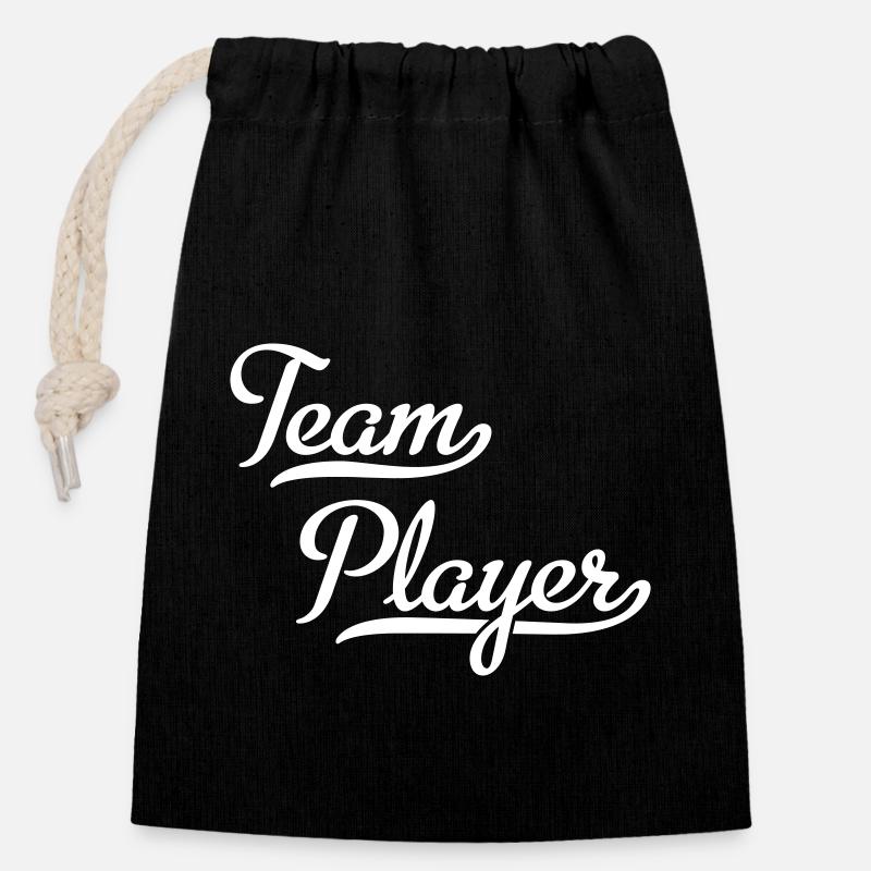 Team Player - Closable cotton gift bag (14x20cm) - black