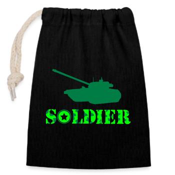Tank Soldier - Closable cotton gift bag (14x20cm) - black - Front