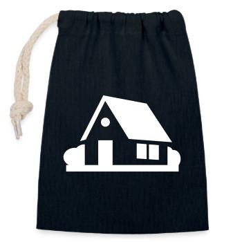 House - Closable cotton gift bag (14x20cm) - navy - Front