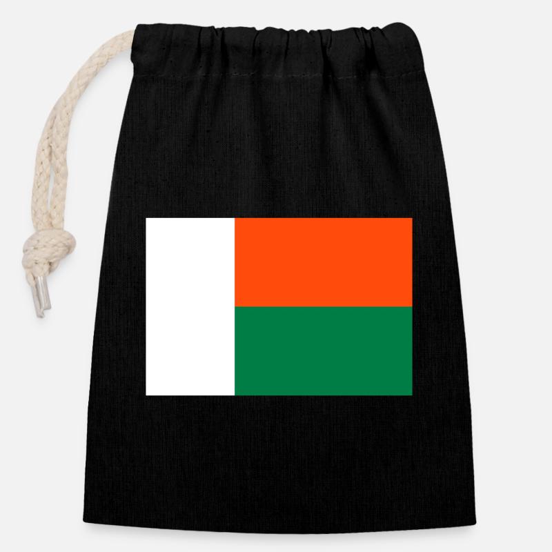 Drapeau Madagascar - Sac cadeau en coton avec cordon (14 x 20 cm) - noir