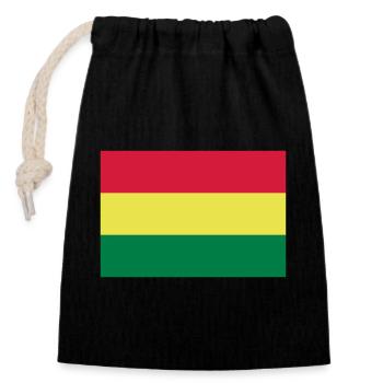 Bolivien Flagge / Drapeau Bolivie - Verschließbarer Geschenkbeutel aus Baumwolle (14x20cm) - Schwarz - Vorne