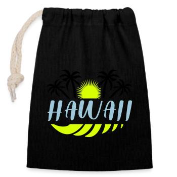 Hawaï - Sac cadeau en coton avec cordon (14 x 20 cm) - noir - Devant