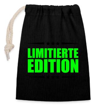 Édition limitée - Sac cadeau en coton avec cordon (14 x 20 cm) - noir - Devant