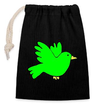 Couleurs des oiseaux - Sac cadeau en coton avec cordon (14 x 20 cm) - noir - Devant