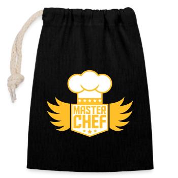 Master Chef Sternekoch Liebe Kochen Küche Meister - Verschließbarer Geschenkbeutel aus Baumwolle (14x20cm) - Schwarz - Vorne