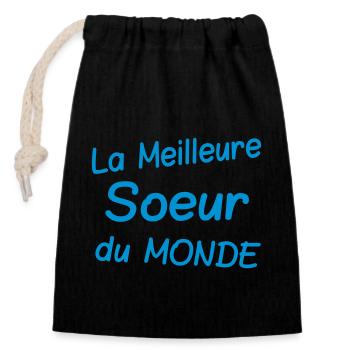 La meilleure soeur du monde - Sac cadeau en coton avec cordon (14 x 20 cm) - noir - Devant