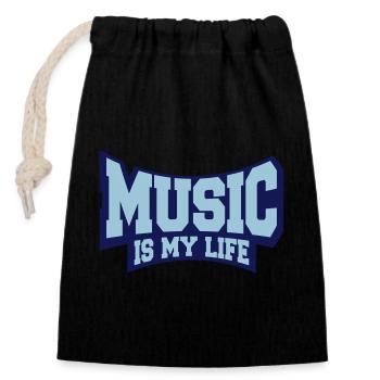 La musique est ma vie Musique Vie Amour Citation - Sac cadeau en coton avec cordon (14 x 20 cm) - noir - Devant