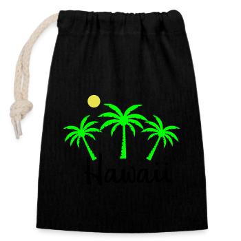 Hawaï - Sac cadeau en coton avec cordon (14 x 20 cm) - noir - Devant