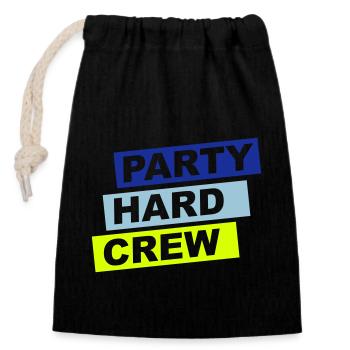 Party Hard Crew Mitglied Team Club Freunde Feiern - Verschließbarer Geschenkbeutel aus Baumwolle (14x20cm) - Schwarz - Vorne