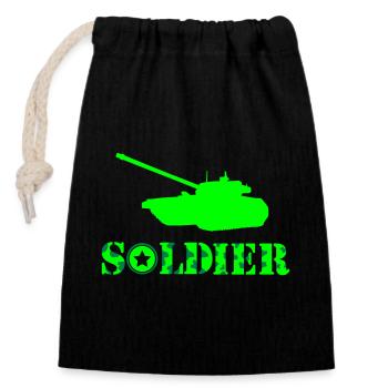 Tank Soldier - Closable cotton gift bag (14x20cm) - black - Front