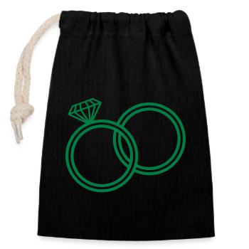 wedding rings - Closable cotton gift bag (14x20cm) - black - Front