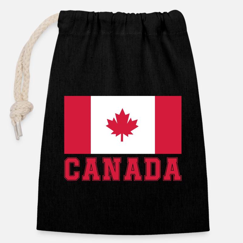 Canada Canada - Closable cotton gift bag (14x20cm) - black