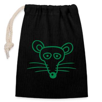 Mouse Mouse Cute Little Rat Rodent Friendly - Closable cotton gift bag (14x20cm) - black - Front