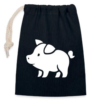 Piggy Sow Boar - Closable cotton gift bag (14x20cm) - navy - Front