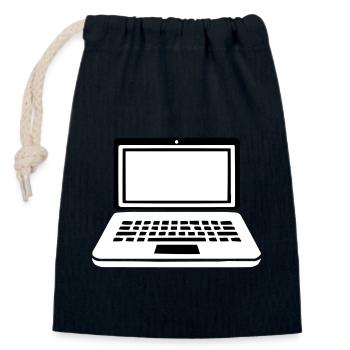 ordinateur portable - Sac cadeau en coton avec cordon (14 x 20 cm) - bleu marine - Devant