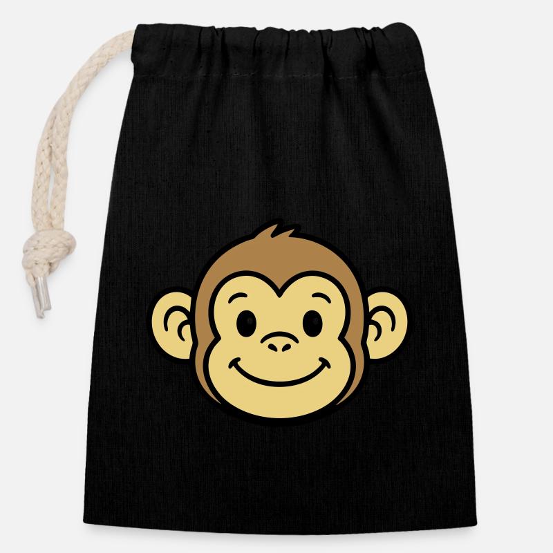 Monkey Face - Closable cotton gift bag (14x20cm) - black
