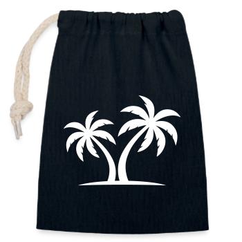Île symbole de palmier - Sac cadeau en coton avec cordon (14 x 20 cm) - bleu marine - Devant