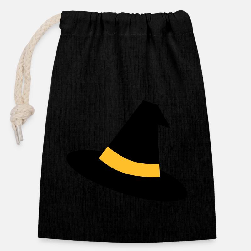 Witch's Hat - Closable cotton gift bag (14x20cm) - black