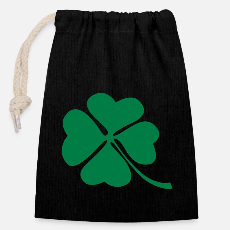 shamrock - Sac cadeau en coton avec cordon (14 x 20 cm) - noir