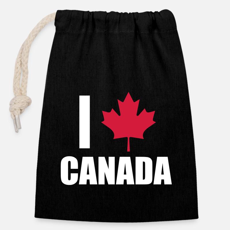 Canada - Sac cadeau en coton avec cordon (14 x 20 cm) - noir