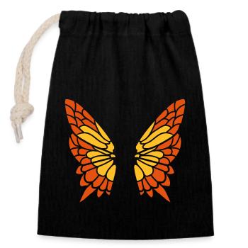 Butterfly Fluegel Pattern - Closable cotton gift bag (14x20cm) - black - Front