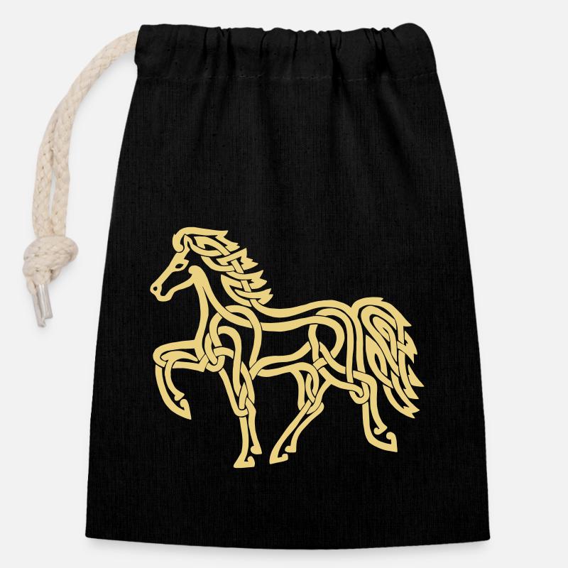 Celtic Tölter - Sac cadeau en coton avec cordon (14 x 20 cm) - noir