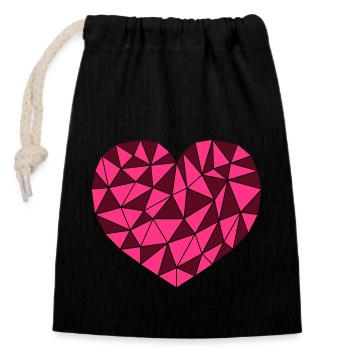 Pink Grid Heart - Closable cotton gift bag (14x20cm) - black - Front