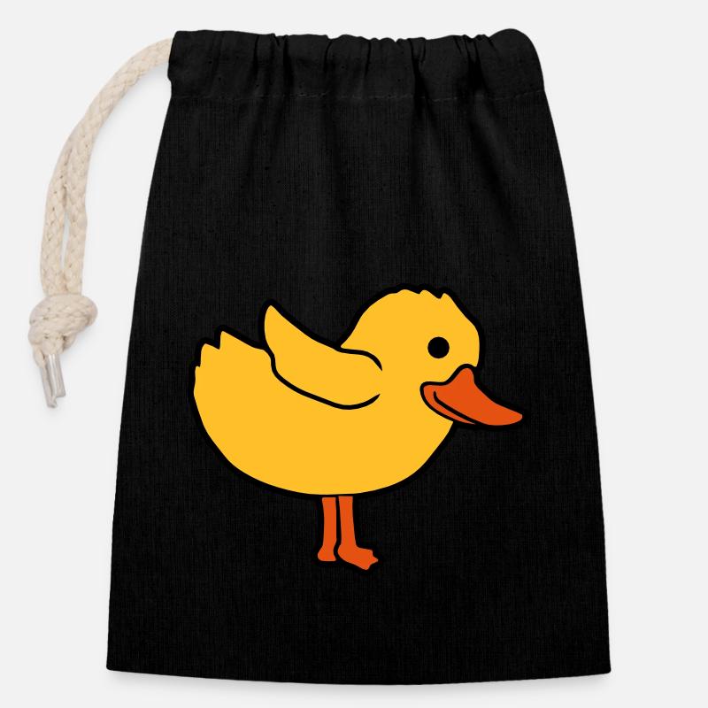 Cartoon duck cute chick - Closable cotton gift bag (14x20cm) - black