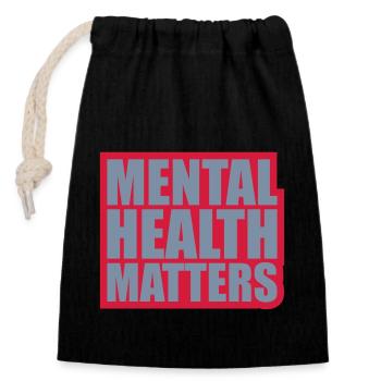 la santé mentale compte citation - Sac cadeau en coton avec cordon (14 x 20 cm) - noir - Devant