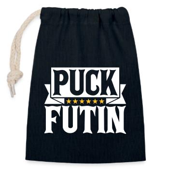 puck futin logo design - Closable cotton gift bag (14x20cm) - navy - Front