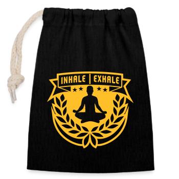 Inspirez expirez Yoga citation - Sac cadeau en coton avec cordon (14 x 20 cm) - noir - Devant
