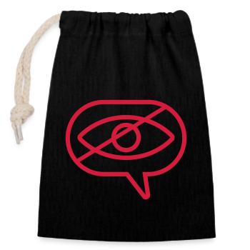 No looking at the eye speech bubble - Closable cotton gift bag (14x20cm) - black - Front