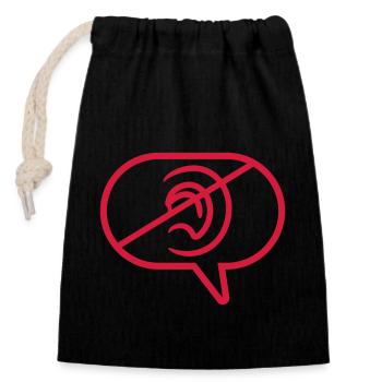 No Hear Symbol Speech Bubble - Closable cotton gift bag (14x20cm) - black - Front
