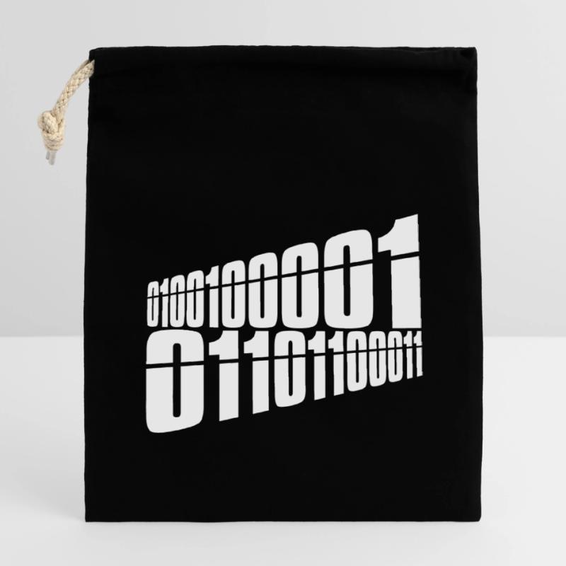 Langage de programme de code binaire Sac cadeau en coton avec cordon (14 x 20 cm)