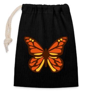 Papillon monarque - Sac cadeau en coton avec cordon (14 x 20 cm) - noir - Devant