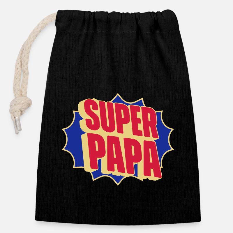 Super Papa - Sac cadeau en coton avec cordon (14 x 20 cm) - noir
