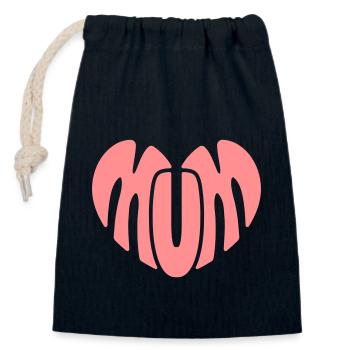 Mum heart - Closable cotton gift bag (14x20cm) - navy - Front