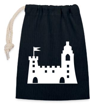 castle - Closable cotton gift bag (14x20cm) - navy - Front