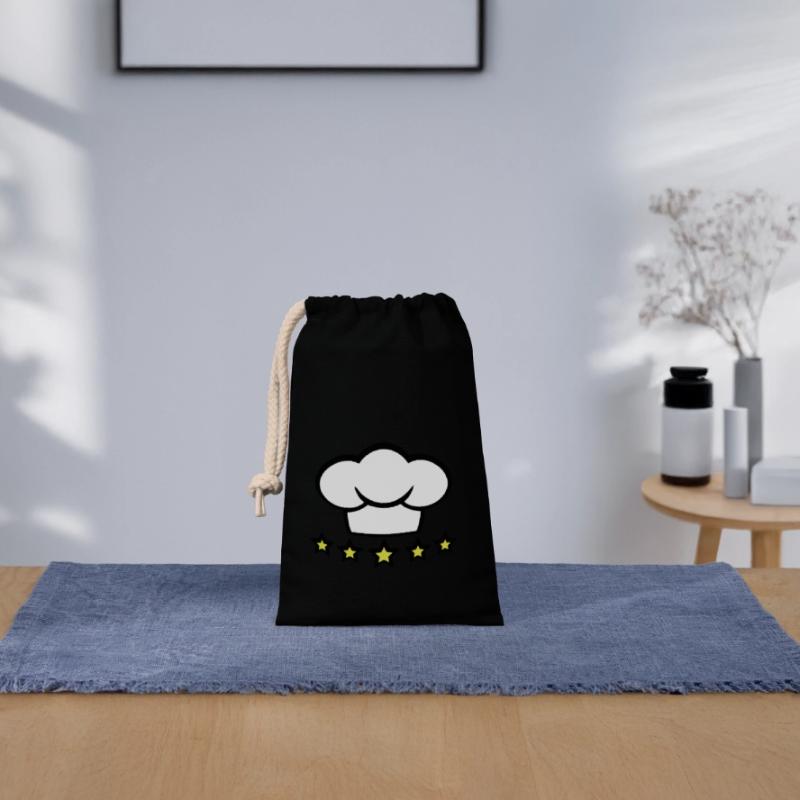 Chef Kitchen Chef’s Hat 5 étoiles Master Cool Sac cadeau en coton avec cordon (14 x 20 cm)