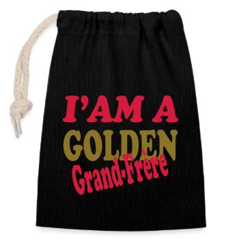 GOLDEN Grand Frère - Sac cadeau en coton avec cordon (14 x 20 cm) - noir - Devant