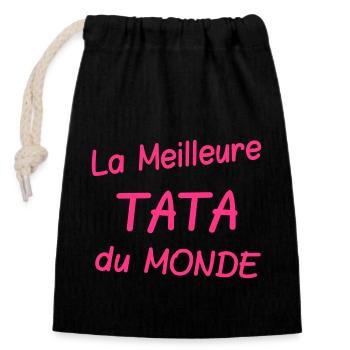 La meilleure tata du monde - Sac cadeau en coton avec cordon (14 x 20 cm) - noir - Devant